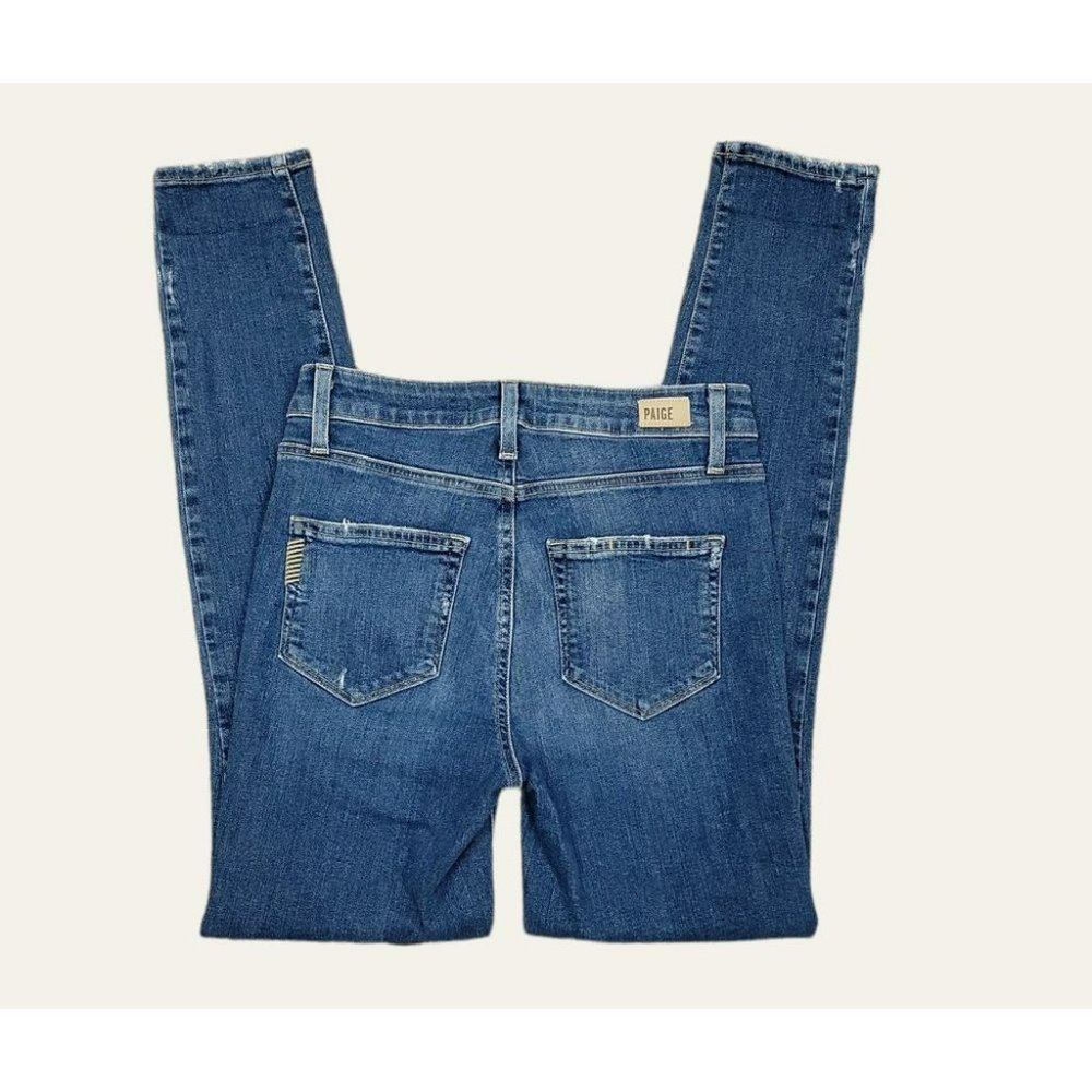 PAIGE Hoxton ULTRA SKINNY Jeans in Juneau Distressed Made in USA Size 25 Blue - Picture 10 of 12